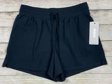 NWT RBX Active Women's Size M Black Shorts Stretch Peach Skin Athletic Stretch