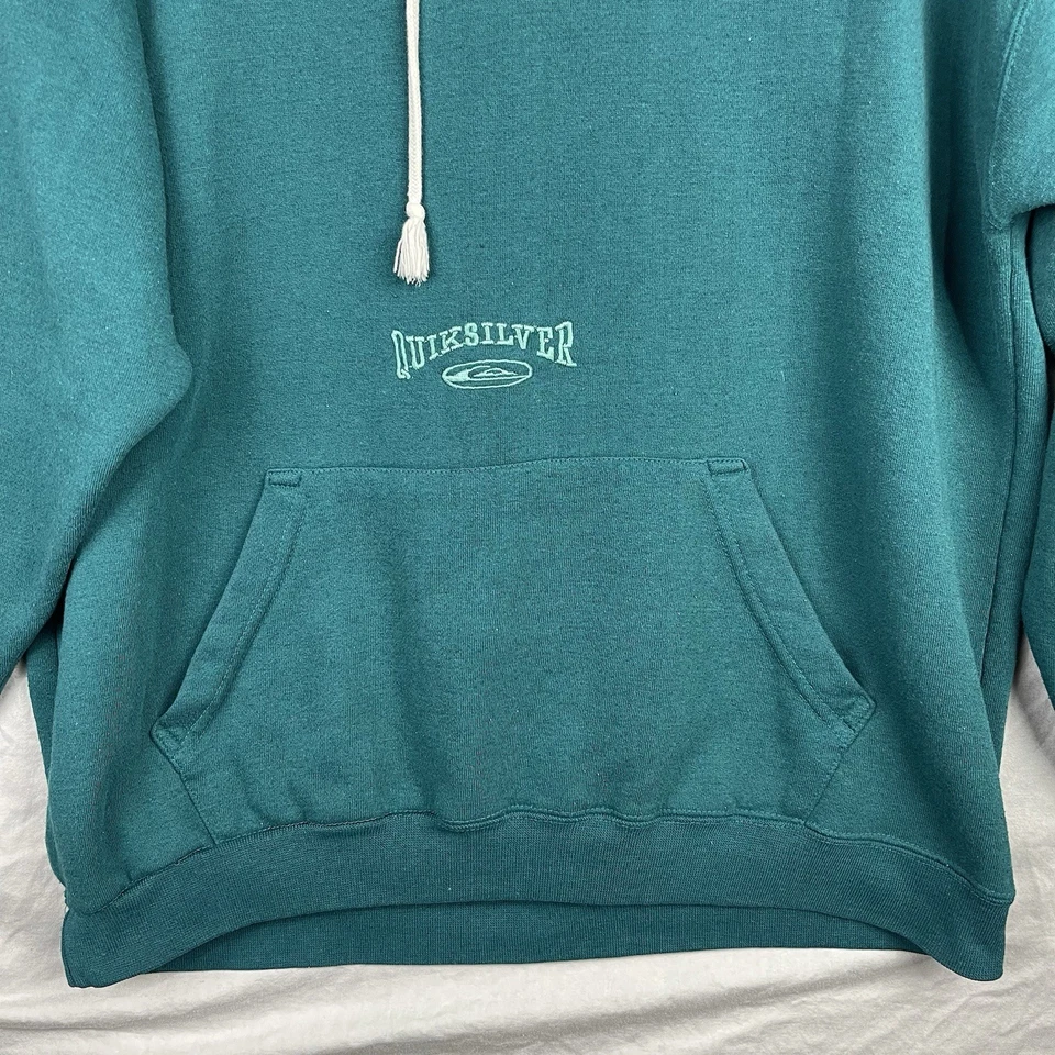 Moletom com capuz vintage Quiksilver masculino extra grande GG verde surf skate praia - Imagem 3 de 4