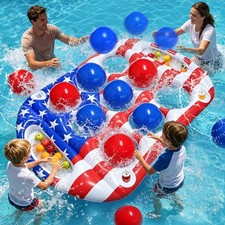 Pool Toys Games Set, Tic-Tac-Toe Inflatable Pool Toy with 10 Balls, American