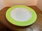 PYREX Lime Green & White LUNCHEON PLATES, 8", Set Of 4, Milk Glass