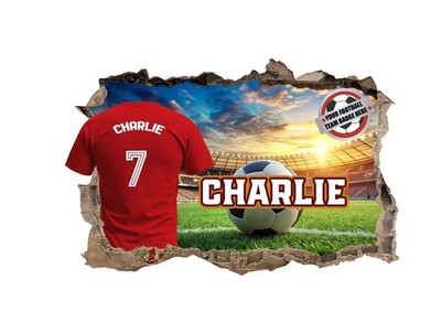 Personalisierte Wandbilder Fußball Schlafzimmer - 3D Vinyl Aufkleber individueller Name Sticker 24
