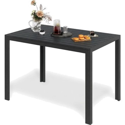 Gartentisch Aluminium WPC 110x70cm wetterfest, schwarz, stab, leicht, rutschf