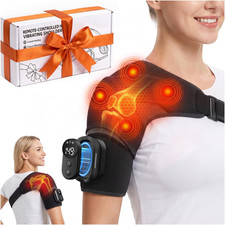 Cordless Shoulder Heating Pad with Magnetic Remote, 5 Heat Vibration