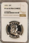 1955 NGC PR66 ULTRA CAMEO FRANKLIN HALF NICE SUPERB GEM PROOF SILVER 50C Coin!