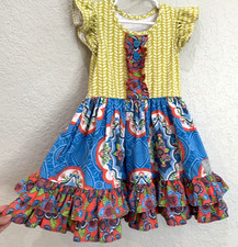 Eleanor Rose Ruffled Twirl Dress Girls Size 4/5 Paisley Floral w/ Pockets