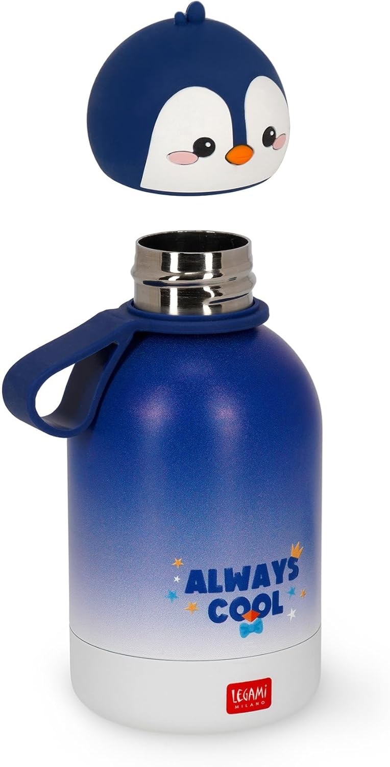 Legami Hot/Cold BFF Thermos Bottle for Children, Penguin Stainless Steel - 310ml