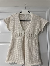 Vintage Y2K Abercrombie Fitch Kids Cable Knit Babydoll Cardigan Sweater 11/12
