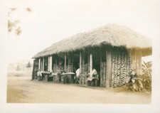 1940s WWII Schofield soldier's  Hawaii Photo Hawaiian roadside Lei stand