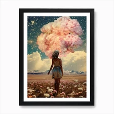 Cosmic landscape of a woman in a de Framed Wall Art Poster Canvas Print Picture