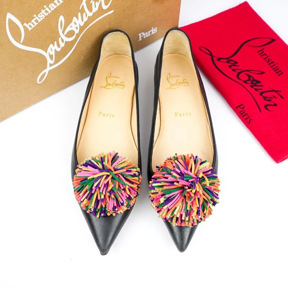 Zapatos planos Christian Louboutin para mujer talla 37 cuero negro punta puntiaguda Foto 4 de 4