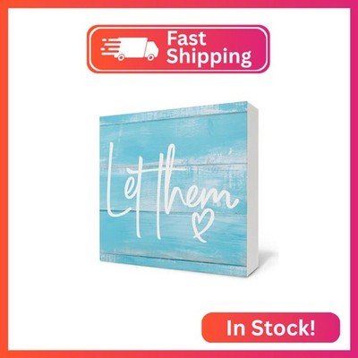 Nvotell Let Them Wooden Sign - Mental Health Quotes Wood Box Signs 5x5 Inches, L