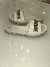 Karl Lagerfeld White Bijou Embellished Sandals Sz 9M