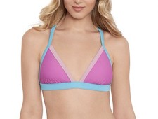 Salt  Cove Juniors' X-Back Triangle Solid Bikini Top, Orchid/Multi, Large