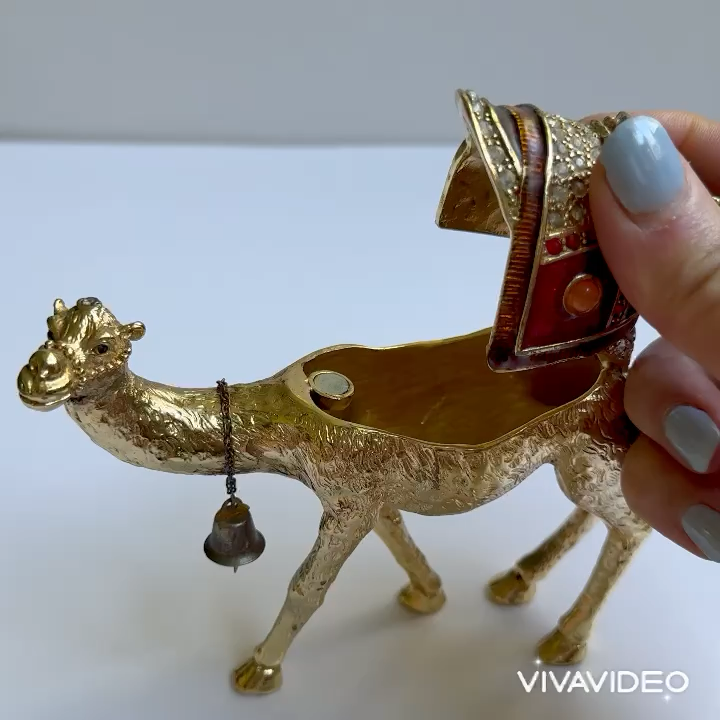 Camel Jewelry Box Set Gold Rhinestone Trinket Middle Eastern Dubai