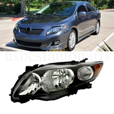 Headlights For 2009 2010 Toyota Corolla S XRS Black Headlamps Left Driver Side