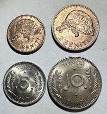 1967 Tonga Set Of 4 Coins, 1, 2, 5, 10 Seniti UNC/BU Lot#T5