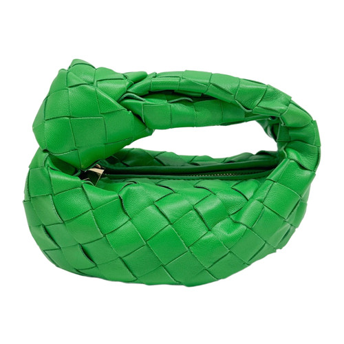 BOTTEGA VENETA Mini Jodie Green Leather Handle Bag