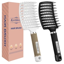 2 Pack Curved Vented Detangling Brush for Wet and Dry Hair, Paddle Styling Hair 