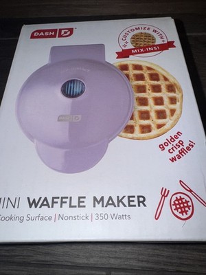Dash Mini Waffle Maker 4  Cooking Non Stick 350 Watt  Purple NEW!