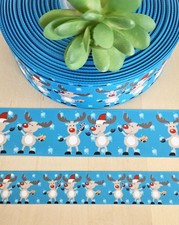 7/8  1.5" 1 YD Rudolph The Red-Nosed Reindeer Ribbon Antlers Dancing Reindeer