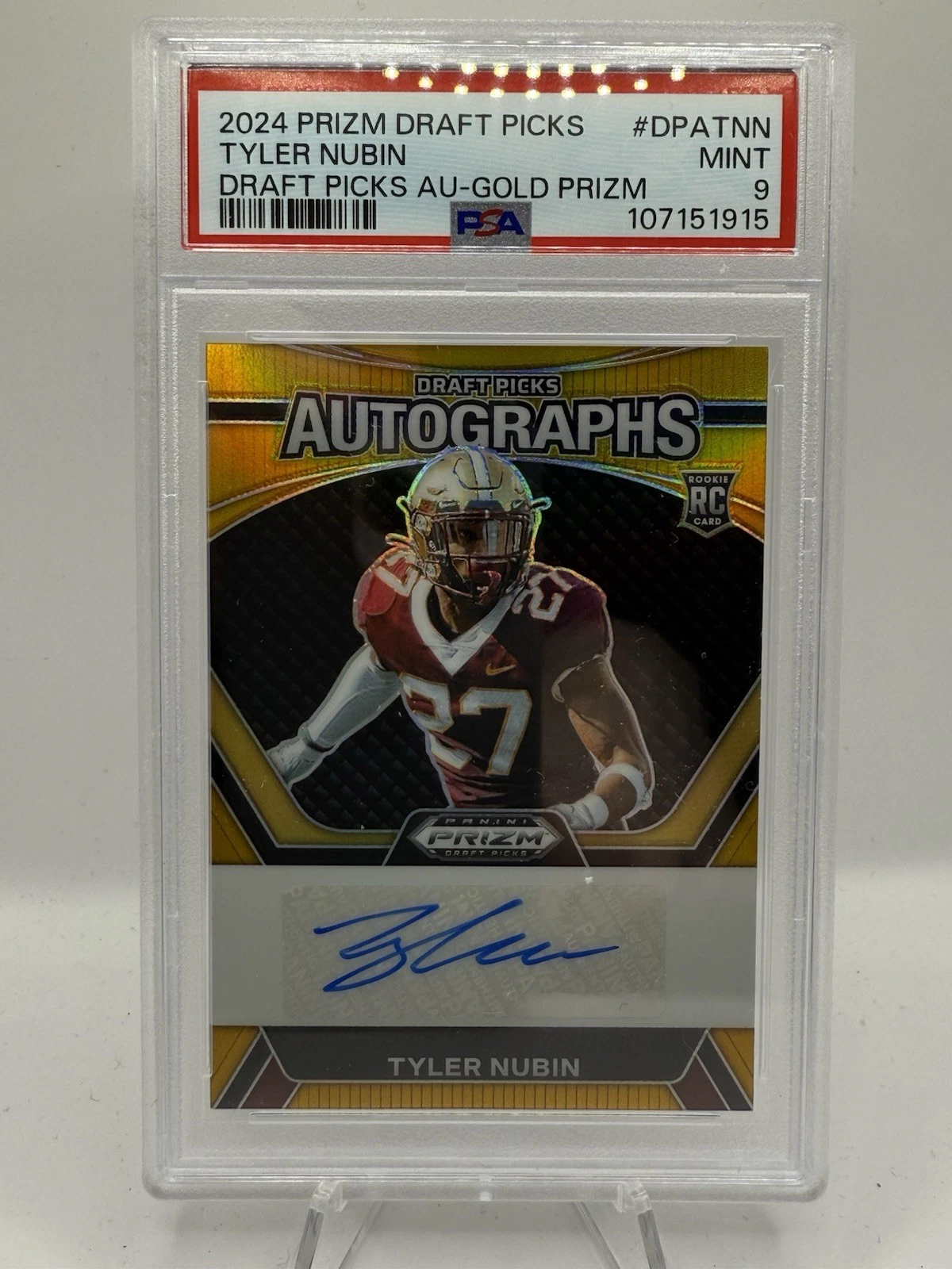 Tyler Nubin Panini Prizm Draft Picks Draft Picks Autographs #DPATNN Gold