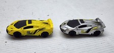 2 YELLOW SILVER LAMBORGHINI AVENTADOR 1/43 SLOT CAR TRACK CARRERA SCX HEADLIGHTS