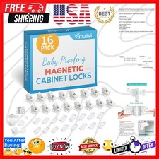 16 Pack Child Safety Magnetic Cabinet Locks - Children Proof Cupboard Baby Lo...
