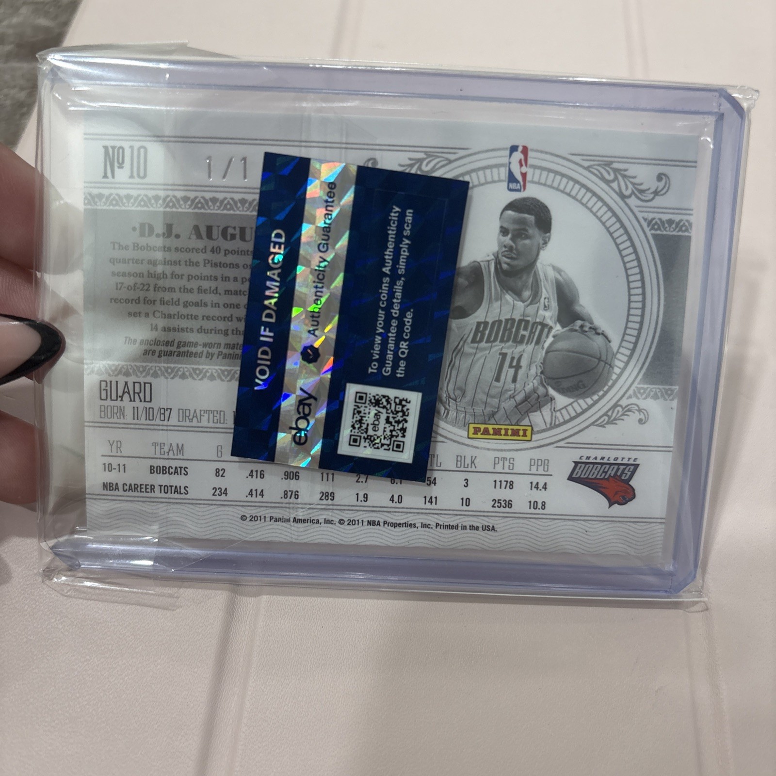 D.J. AUGUSTIN 2010-11 National Treasures LOGOMAN TAG PATCH AUTO #1/1 ...