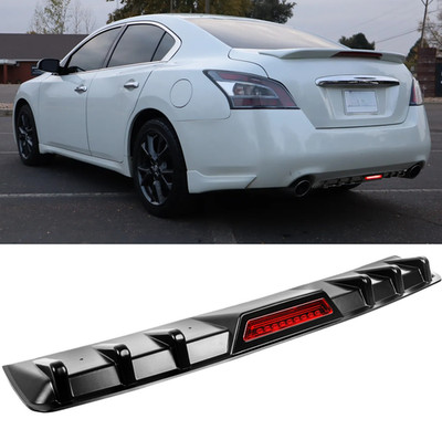 For Nissan Maxima SL SV SR Glossy Rear Bumper Diffuser Lip w/Led Brake Light