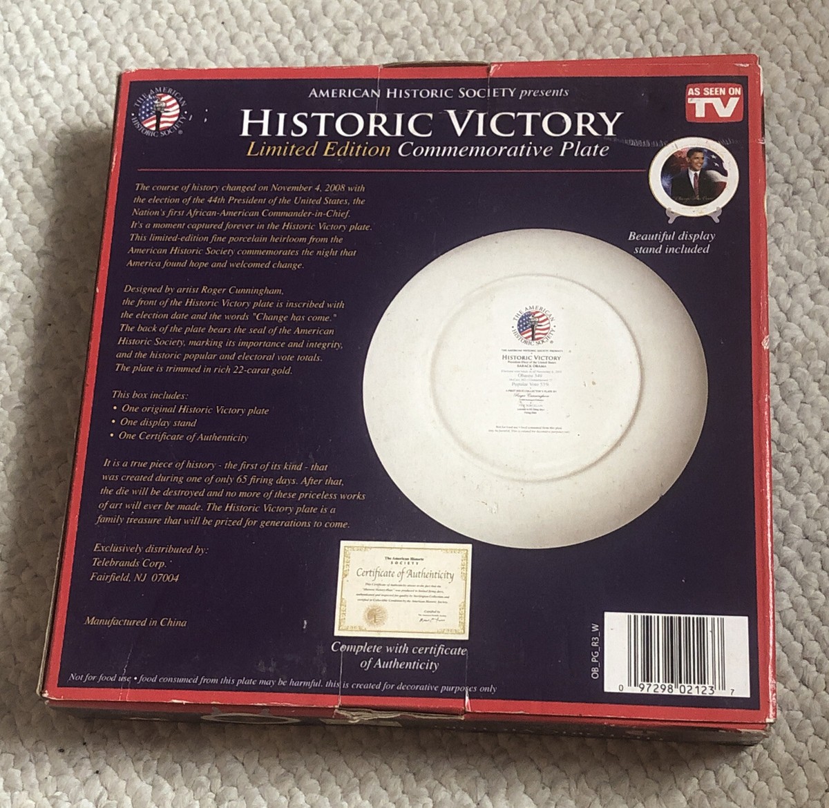President Barack Obama Historic Victory Collectible Plate