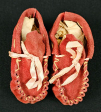 Suede Leather Baby Moccasins Red Native American Baby Infant Vintage