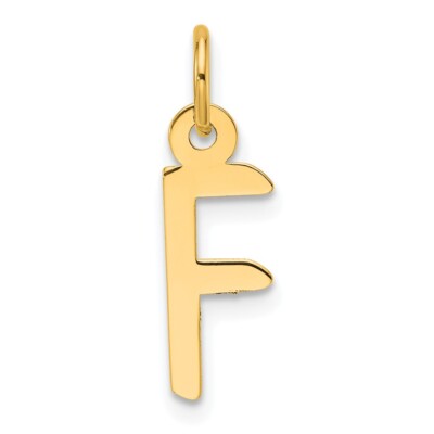 14K Gelbgold schräger Block Buchstabe F Initiale Charm
