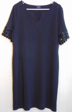 Talbots Womens Short Sleeve Shift Dress 1X Black 100% Cotton Circle Sleeve Trim