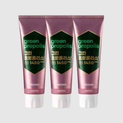 MEDIAN Green Propolis EWG 1450ppm Toothpaste 100g 3EA #Fresh Peach PINK Amore