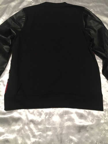 AKADEMIKS TARTAN PLAID SKULL FAUX LEATHER/SWEATSHIRT LNG/SLV SHIRT SIZE MED NWT - Picture 5 of 6