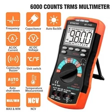 Digital LCD Multimeter TRMS 6000 Count 750V AC/DC 20 Amperemeter Current Volt US