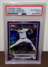 Edward Cabrera Signed Autographed 2022 Topps Chrome Update PURPLE USC87 PSA