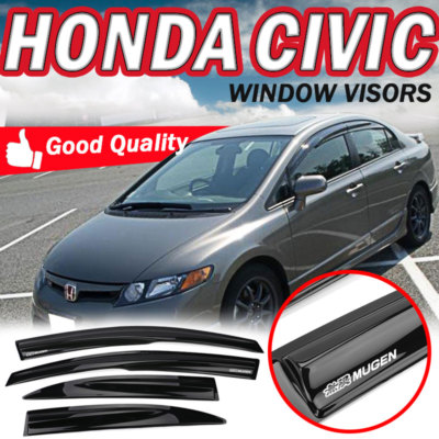 Fit 06-11 Honda Civic 4Door Sun Window Visor Dark Smoke Slim Style W/ Mugen   eBay