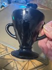 Hazel Atlas Black Silver Flower Overlay Creamer 2 Open Sugar Set Estate JJ#104 — photo 10