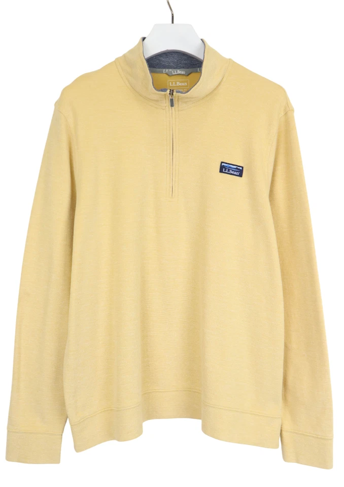 L.L. BEAN Pullover Herren XL Gelb Logo 1/4 Zip Hoher Kragen - Bild 1 von 4