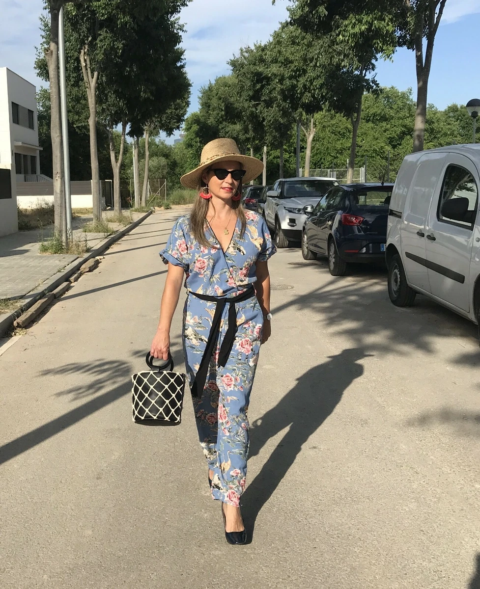 ZARA SS18 PRINT JUMPSUIT bLACK TIES BLUE FLORAL PRINTED 3101 216