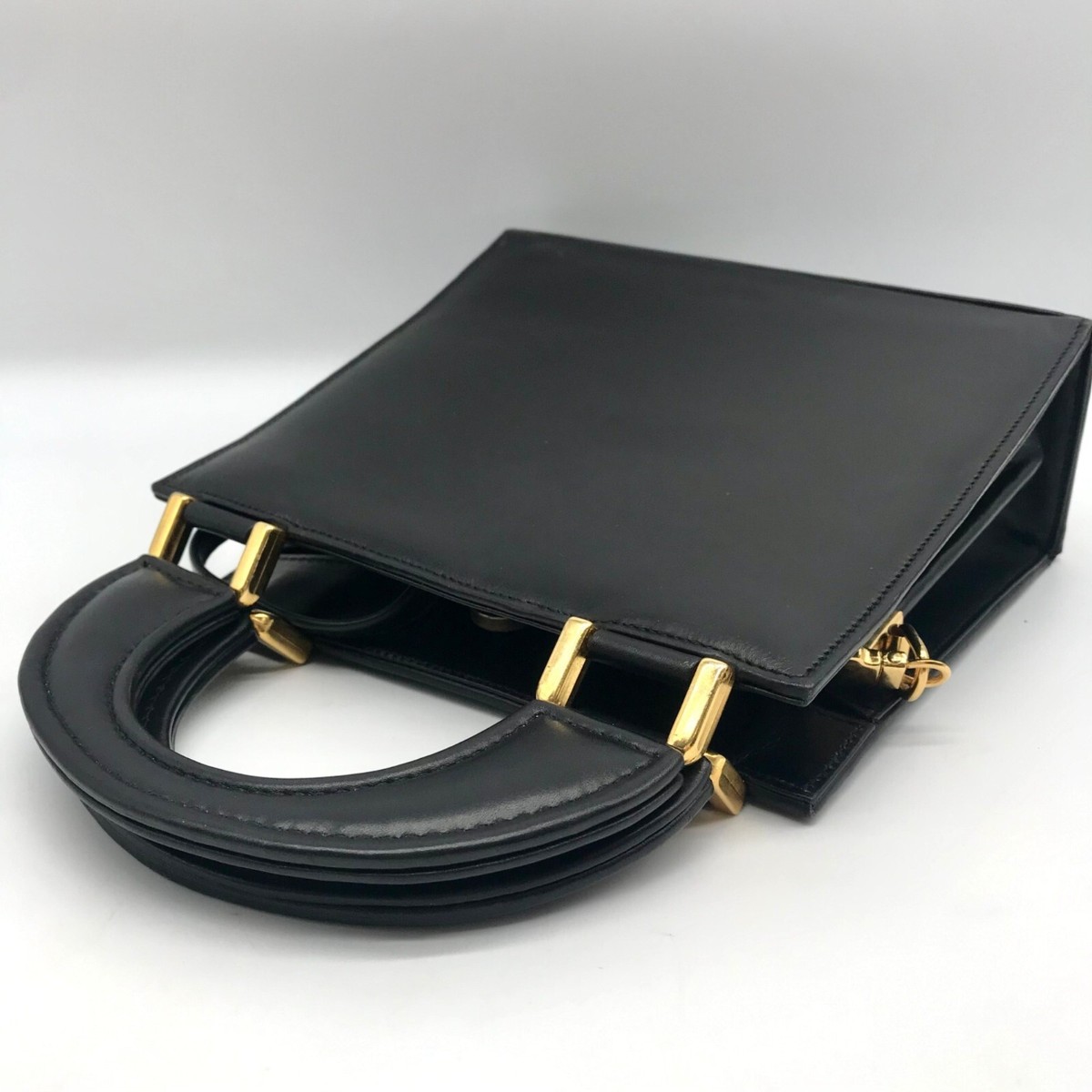 Hardy Amies Black Leather Top Handle Convertible Satchel | eBay