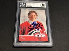 Eric Staal Signed 2003-04 Upper Deck Young Guns RC #206 Auto Beckett BAS COA 1A