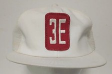 Vintage White 3E Trucker Hat K-PRODUCTS Patch Mesh Snapback Baseball Cap Farm 1