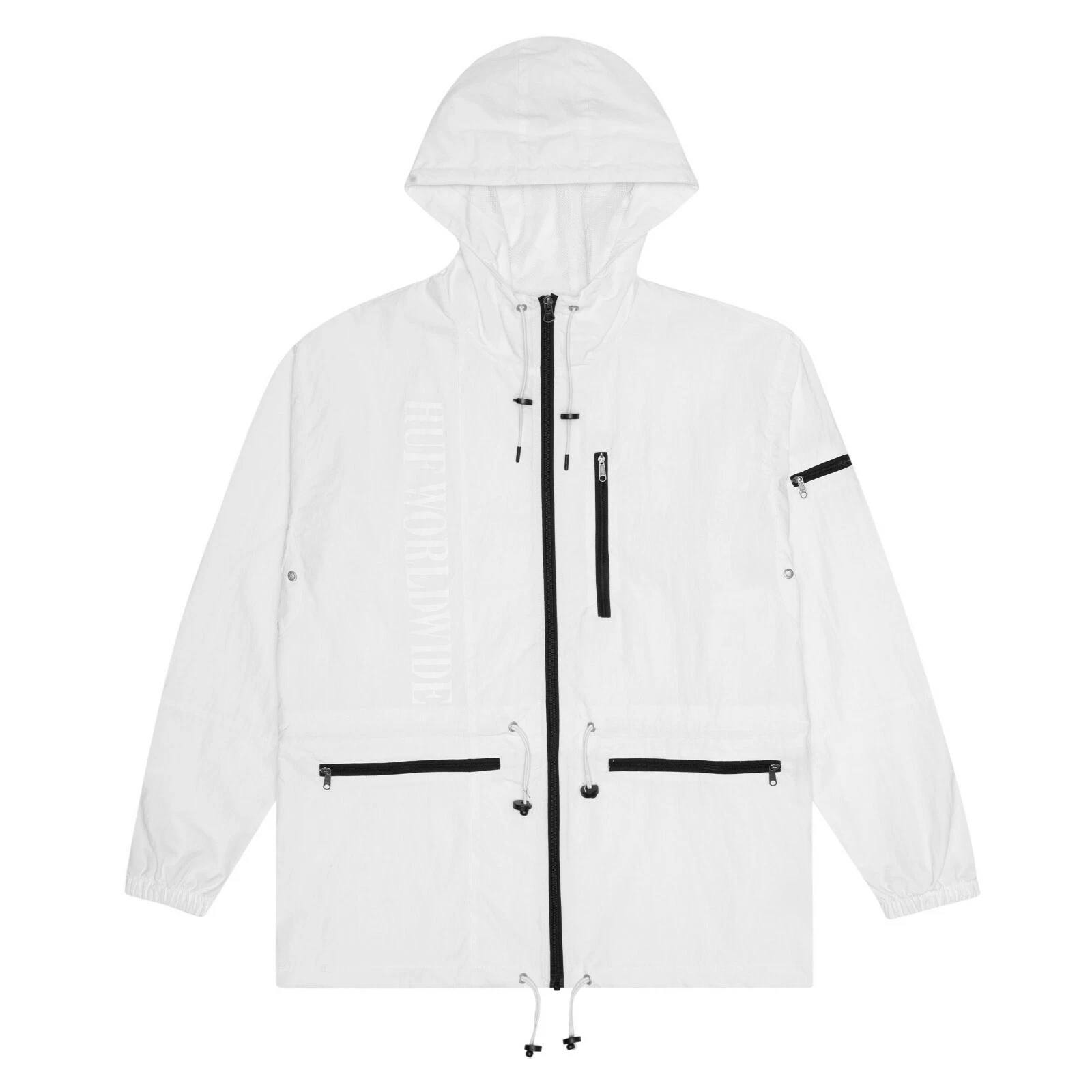 Huf Worldwide Skateboard Windbreaker Jacket Sport Parka White In M