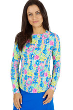 NWT IBKUL Golf Tennis Top Shirt M L XL Bright Long Sleeve Crew Neck UPF U1