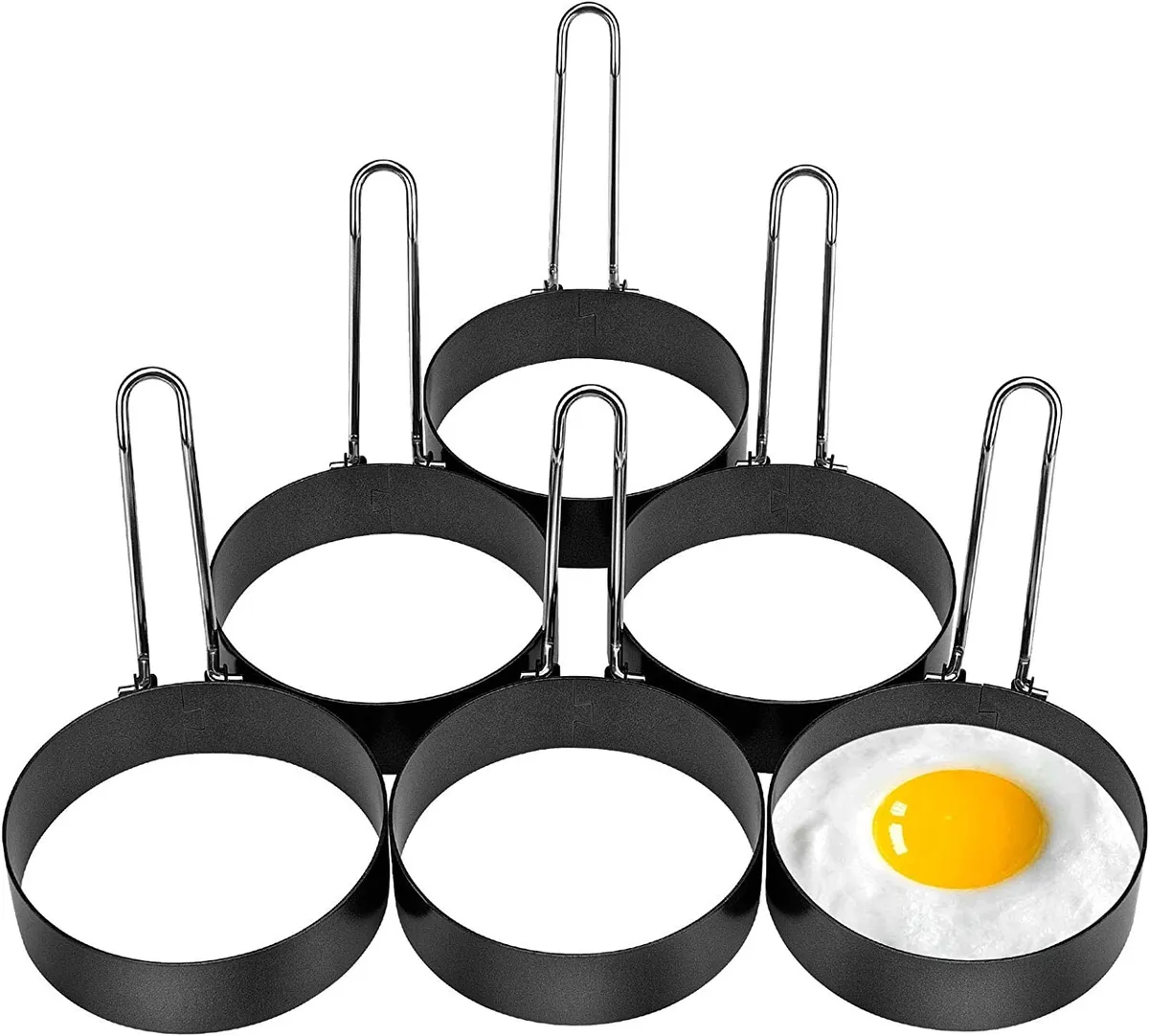 6PCS Round Egg Cooker Ring Premium Nonstick Multicolored Cooking