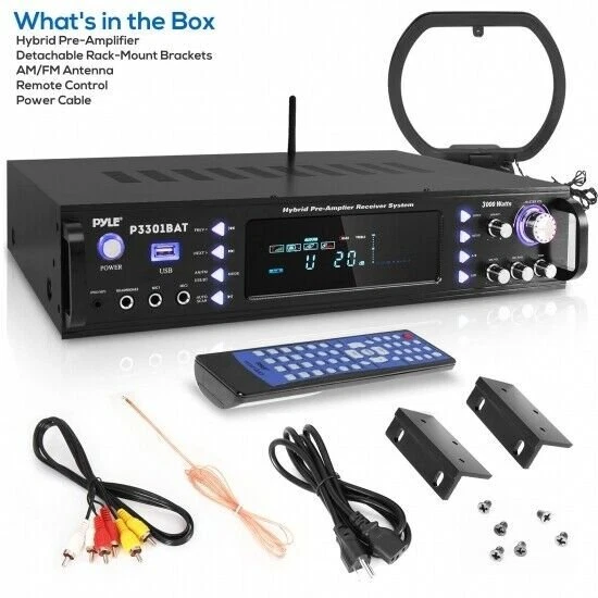 Pyle P3301BAT Bluetooth Hybrid Amplifier Receiver Stereo Amplifier, 3000 Watt - Image 2 of 4