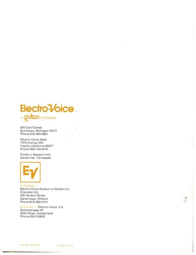 1970s Guide to Electro-Voice Microphones Catalog 175 Sentry Monitor Speakers - Picture 2 of 4