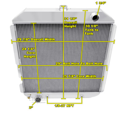 Rockin Champion 3 Row All Aluminum Radiator for 1978 1979 Ford Bronco V8 Engine